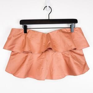 Rebecca Taylor Size 8 Tiered Flounce Strapless Top Orange Stretch